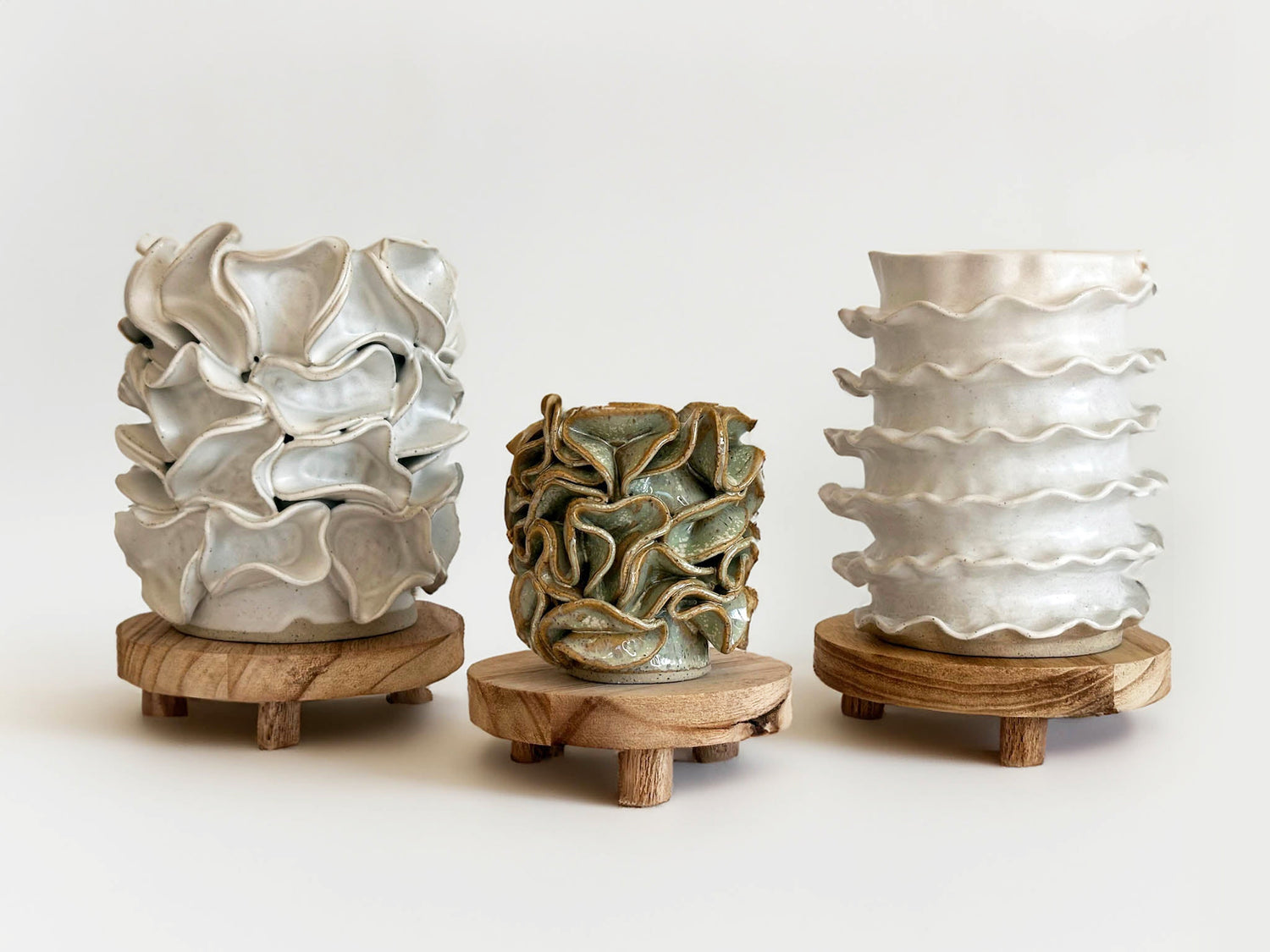 Ceramic Ruffle & Wavy Vase Collection