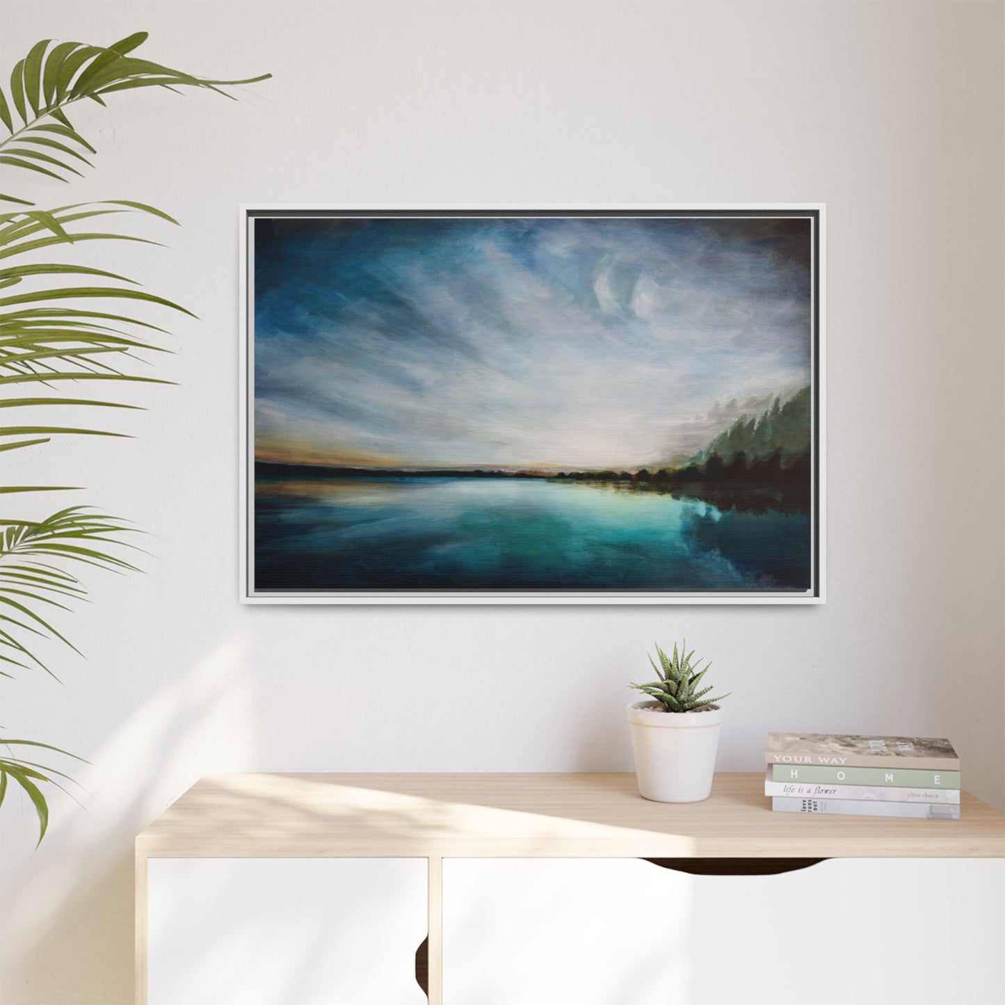 Framed Canvas Print - Sunset Lake Australia