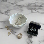 White ripple ceramic jewellery bowl — handmade catchall for rings, bracelets and earrings