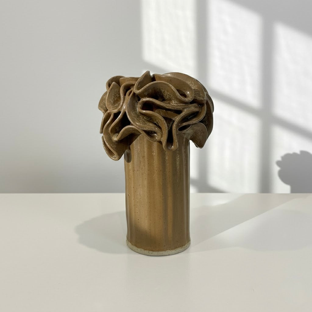 Ceramic Pom-Pom Vase - Caramel Glaze