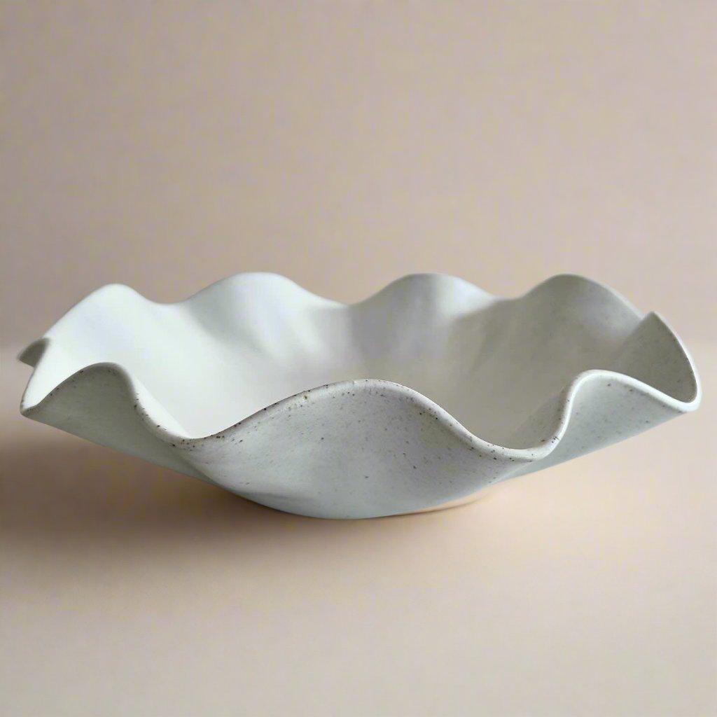 Ceramic White Wave Bowl - Large