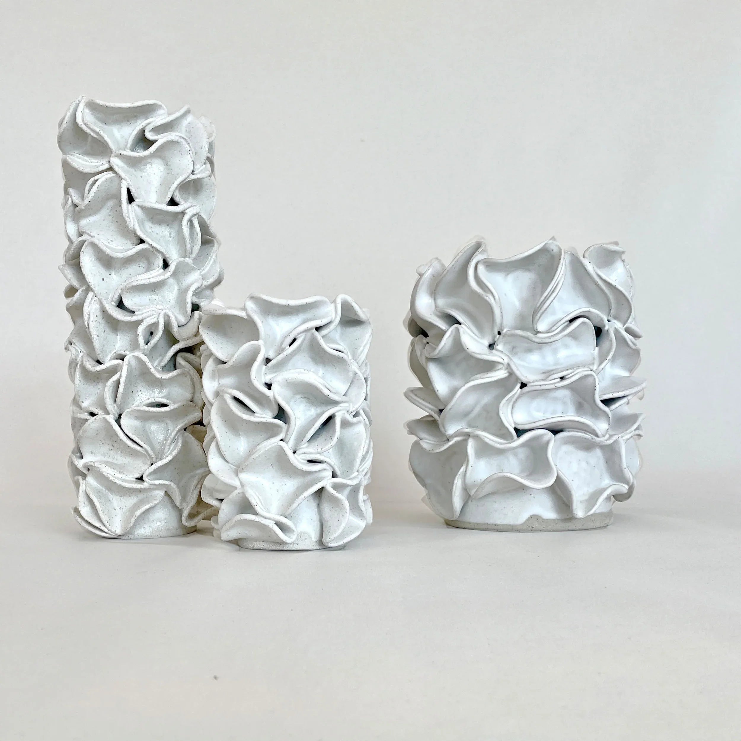 Sculptural Ruffe Vase Collection - Hand built by Polly Barton
