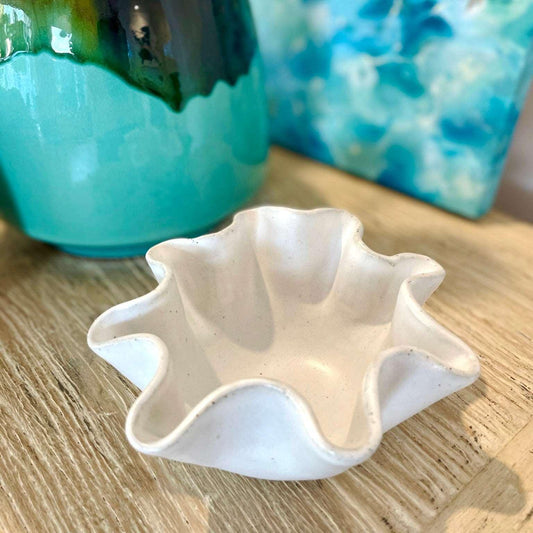 High Sided Wave Bowl - Small White