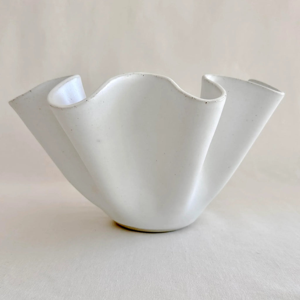 Large White Wave Bowl - High Sided