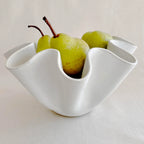 High Sided Fruit Bowl - Large White Wave