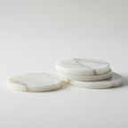 Alabaster Marble Coaster Set - White