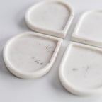 White Marble Raindrop Coaster Set