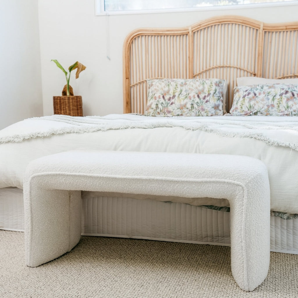 Denver Boucle Bench Seat - White