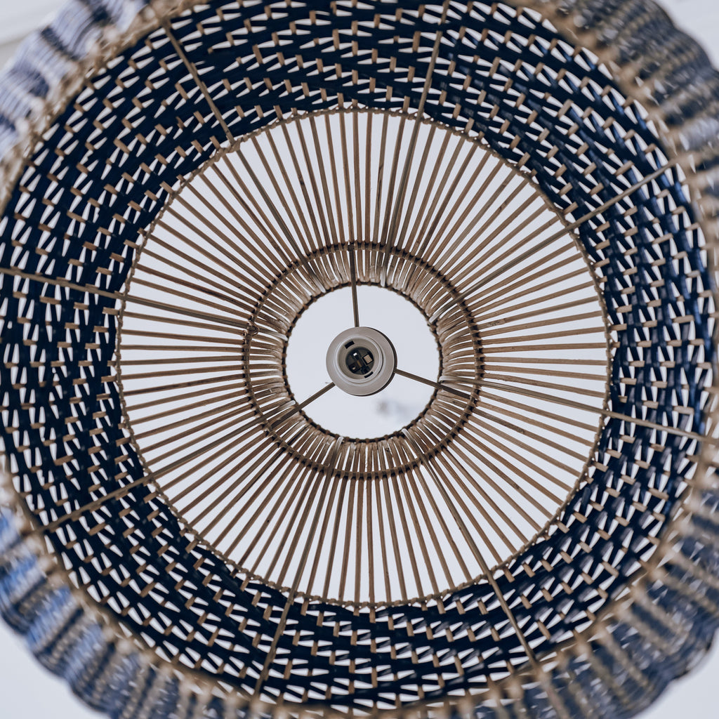 Bondi Rattan Pendant Light - White & Blue