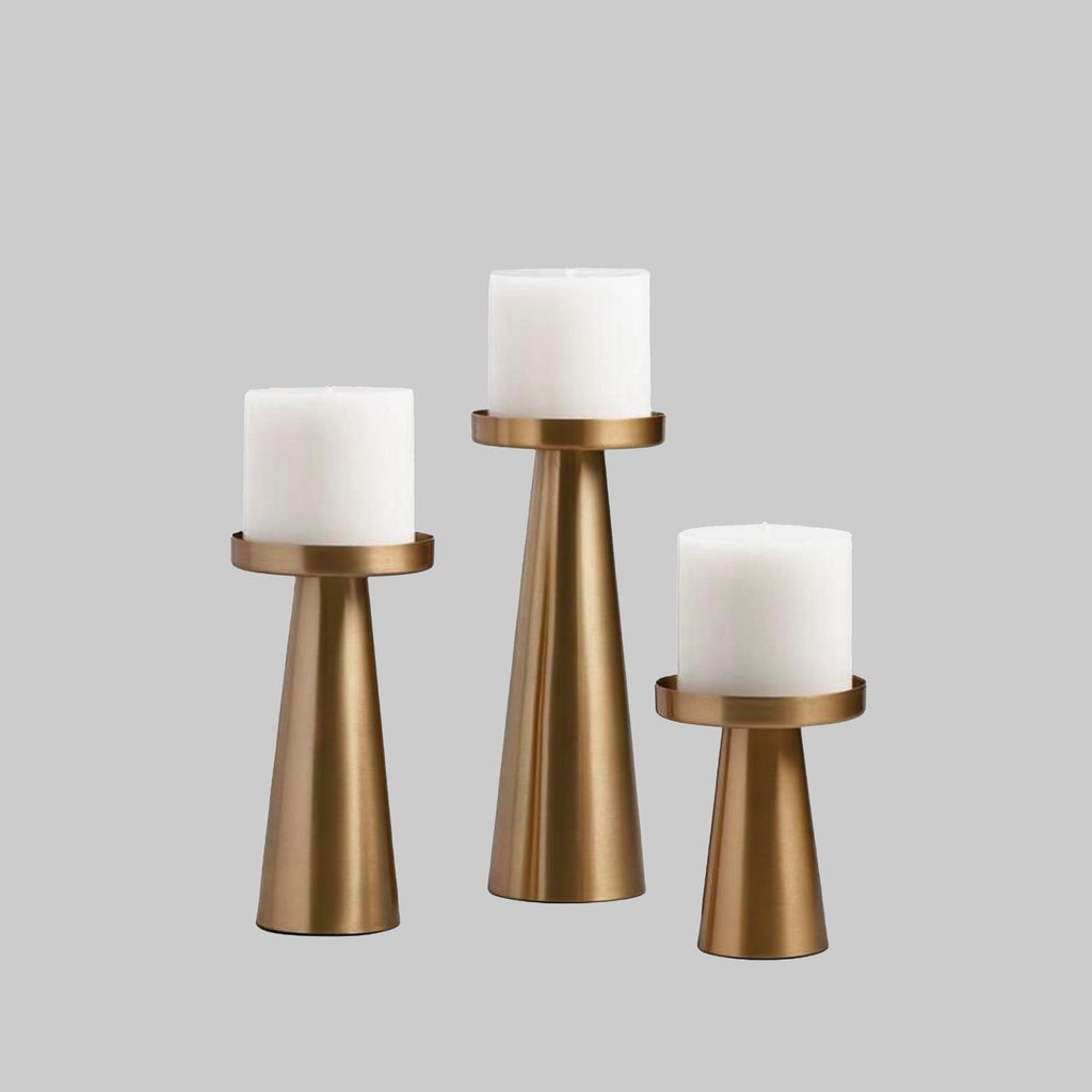 Candle Holders Set of 3 - Brushed Brass