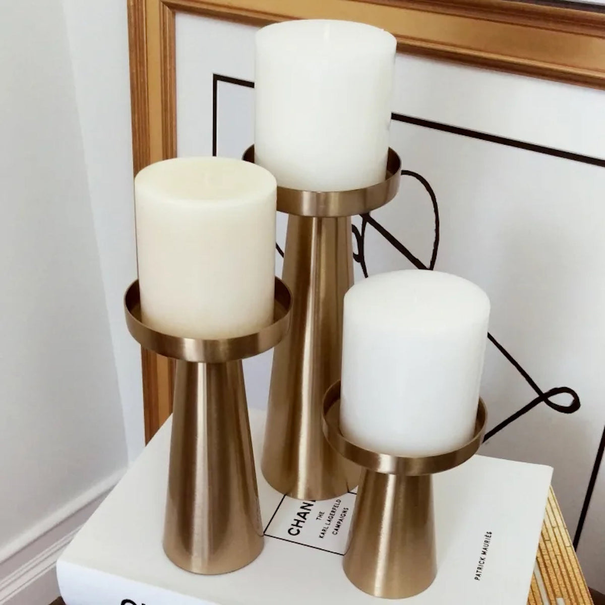 Candle Holders Set of 3 - Brushed Brass