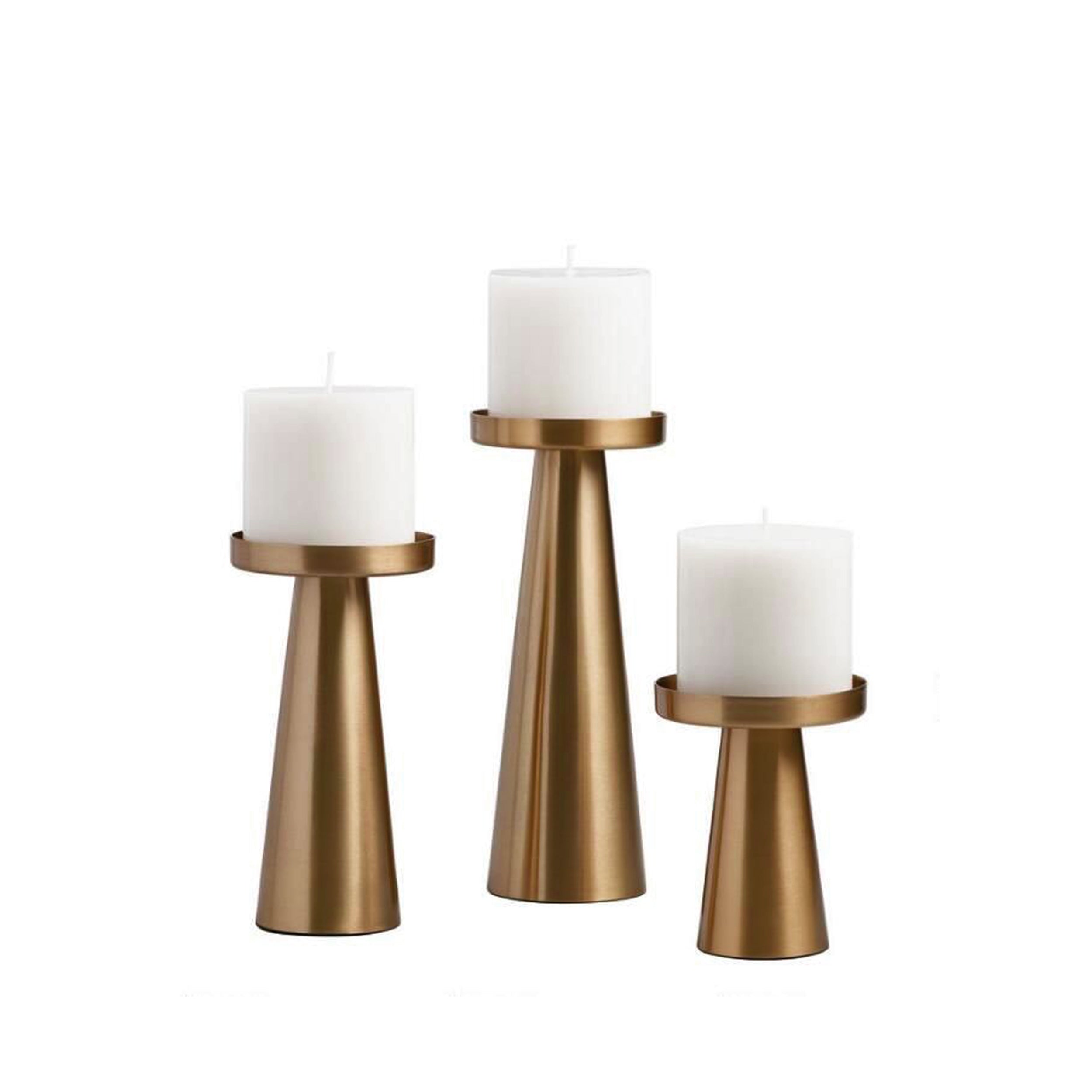 Candle Holders Set of 3 - Brushed Brass