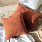 Boucle Teddy Cushion - Rust Colour