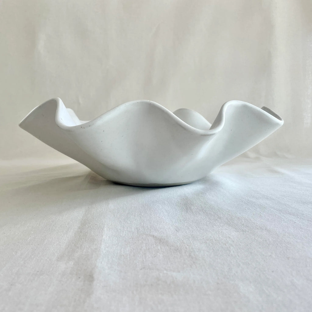 Large Ceramic White Wave Bowl - Tableware