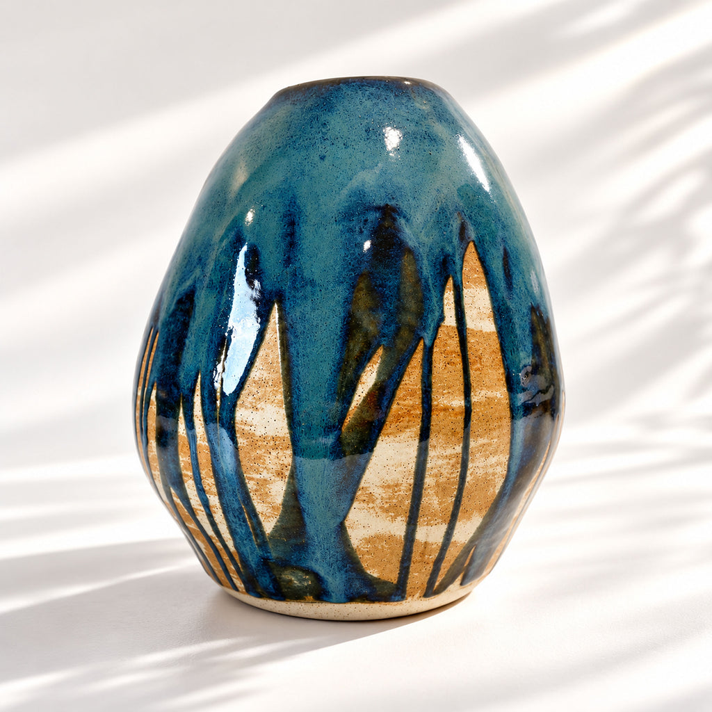 Large Egg Shape Vase - Cascading Glaze