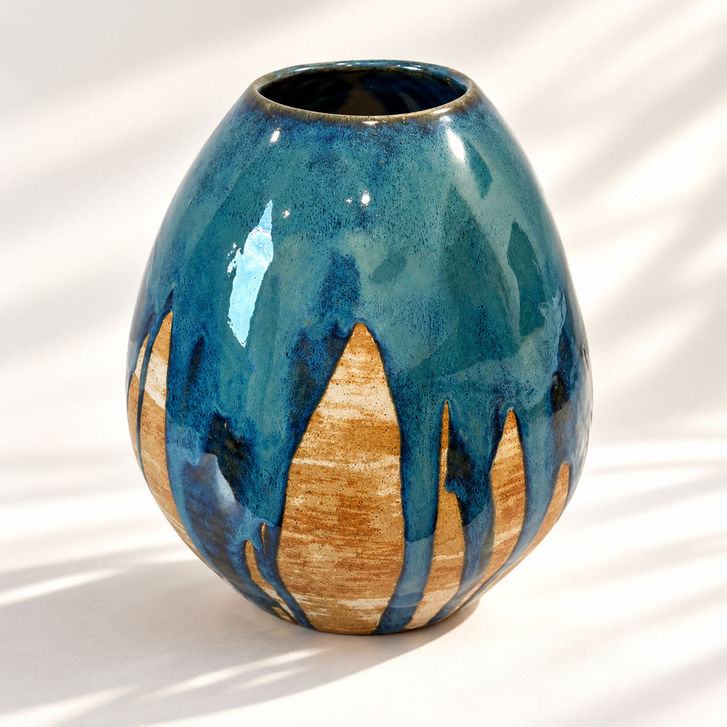 Large Egg Shape Vase - Cascading Glaze
