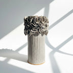Oversized Ruffled Cylinder Vase - Mushroom Glaze