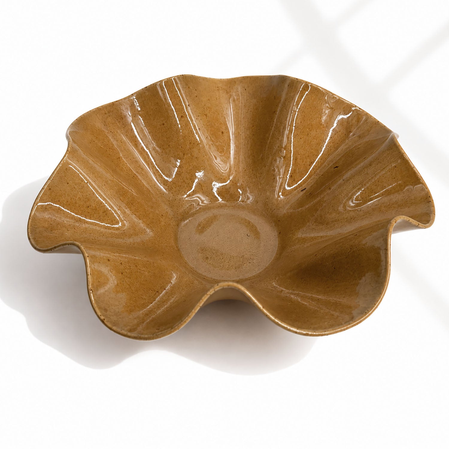 Oversized Statement Wave Bowl - Caramel