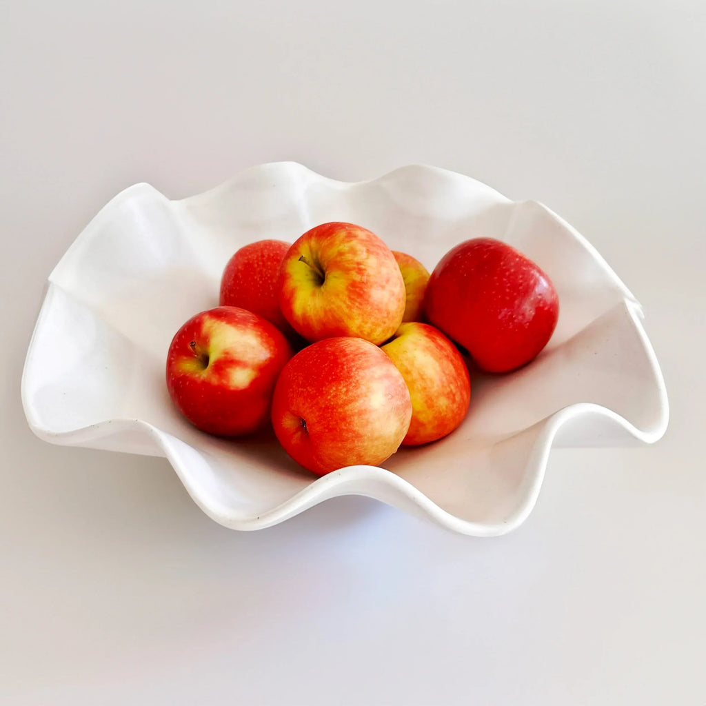 Large White Wave Ceramic Bowl - Tableware