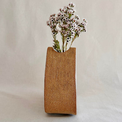 Flower Vase - Pebble Shape - White & Raw Clay