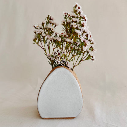 Terracotta & White Glazed Pebble Flower Vase - Mini