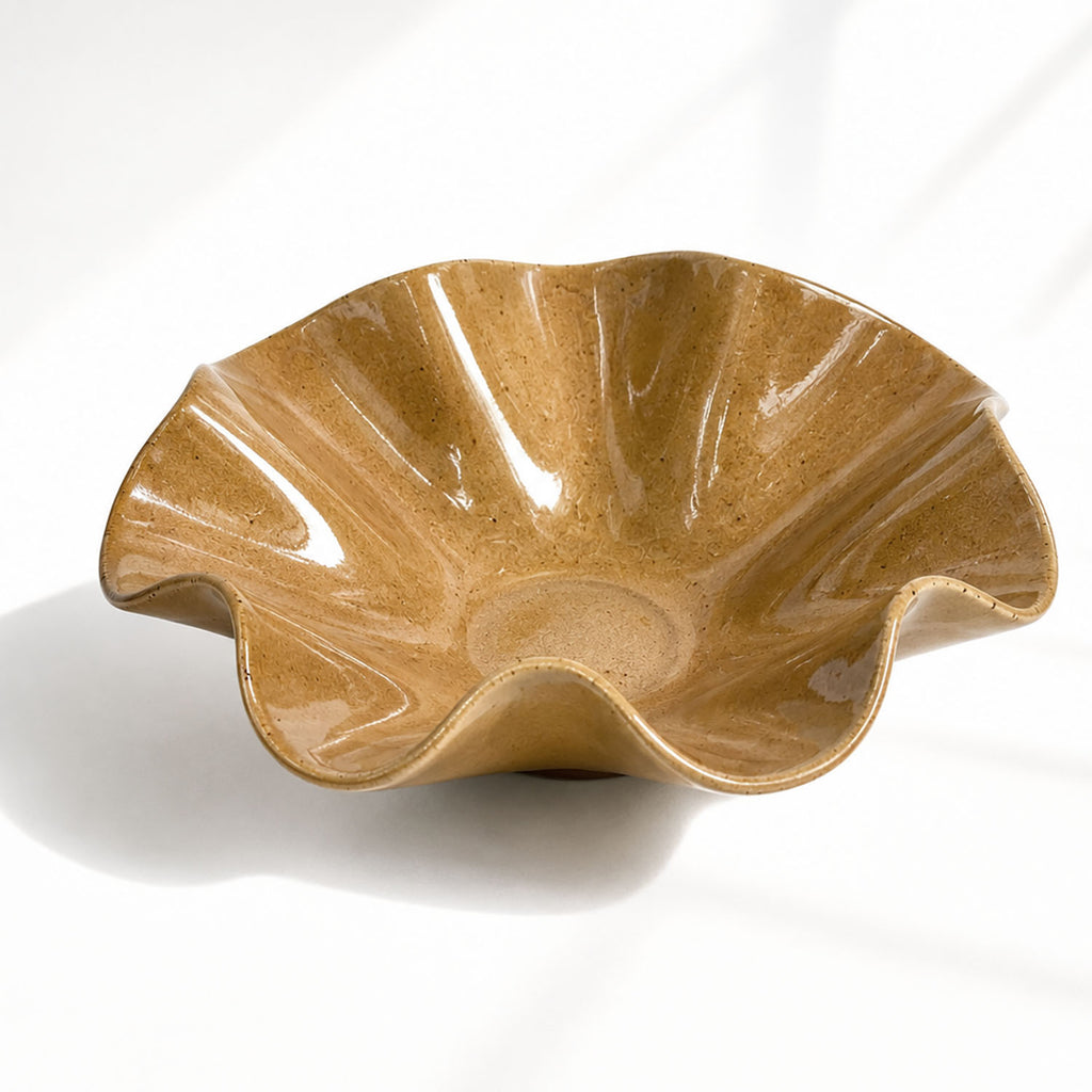 Oversized Statement Wave Bowl - Caramel