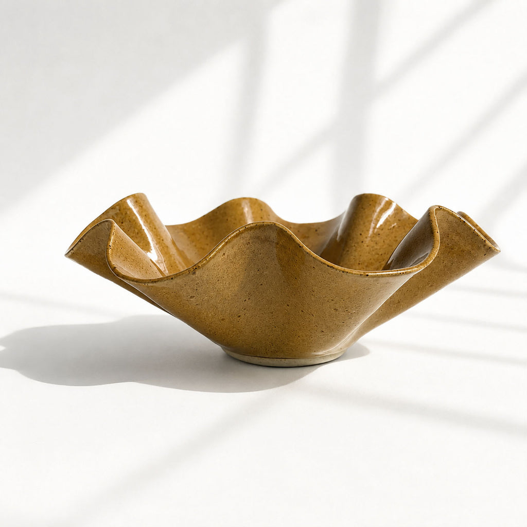 Oversized Statement Wave Bowl - Caramel