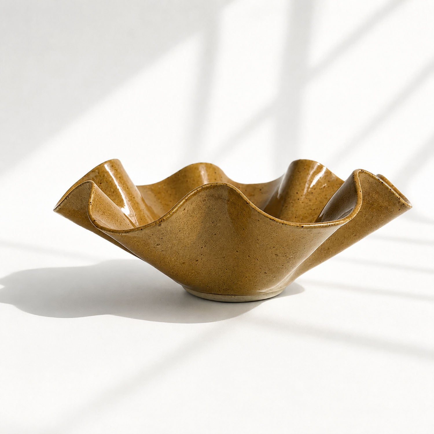 Oversized Statement Wave Bowl - Caramel