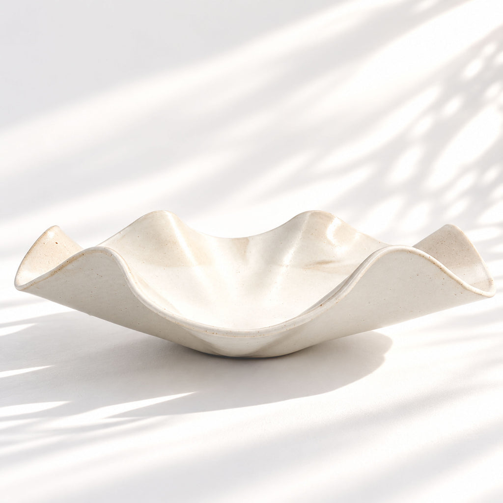 Oversized Sculptural Wave Dish - White