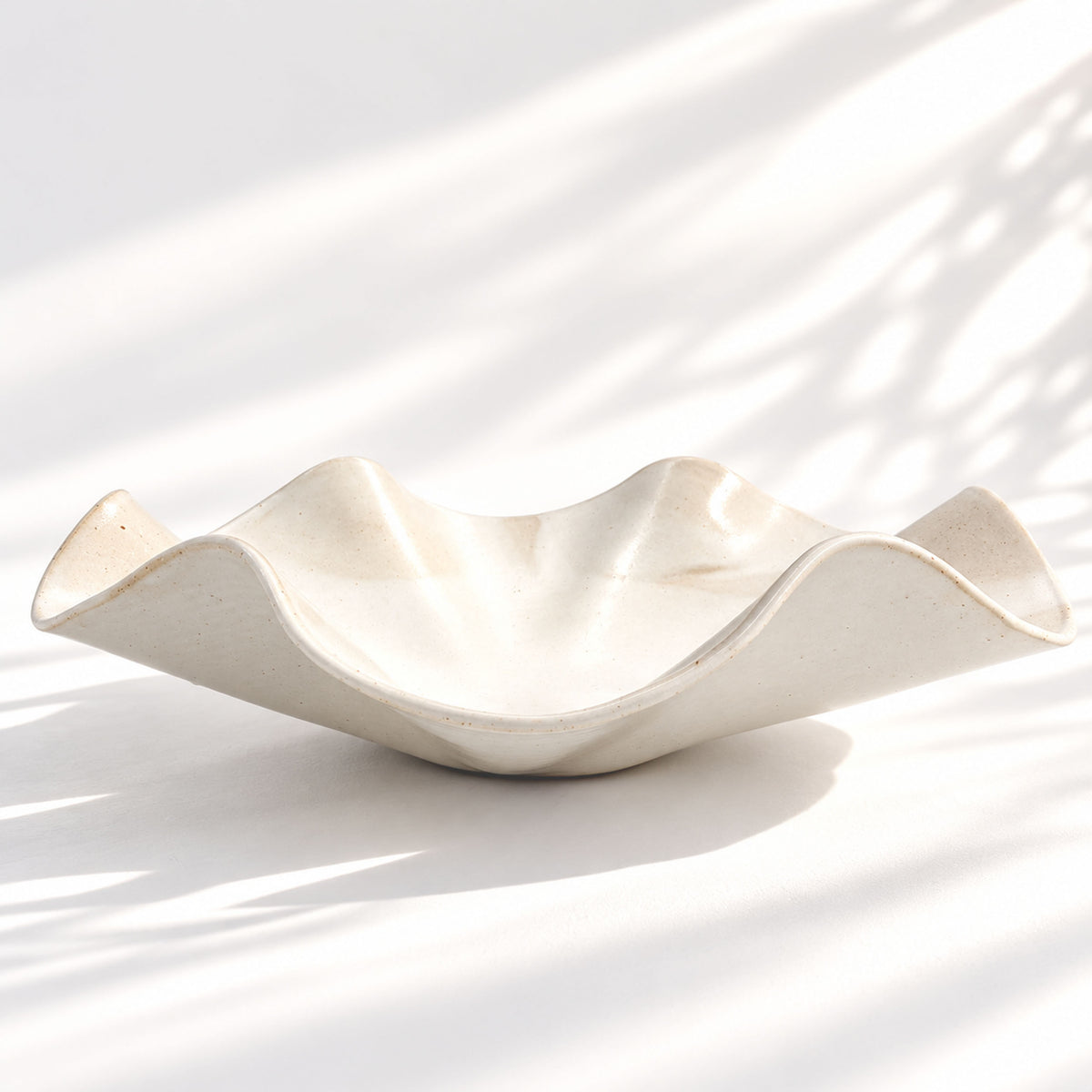 Oversized Sculptural Wave Dish - White