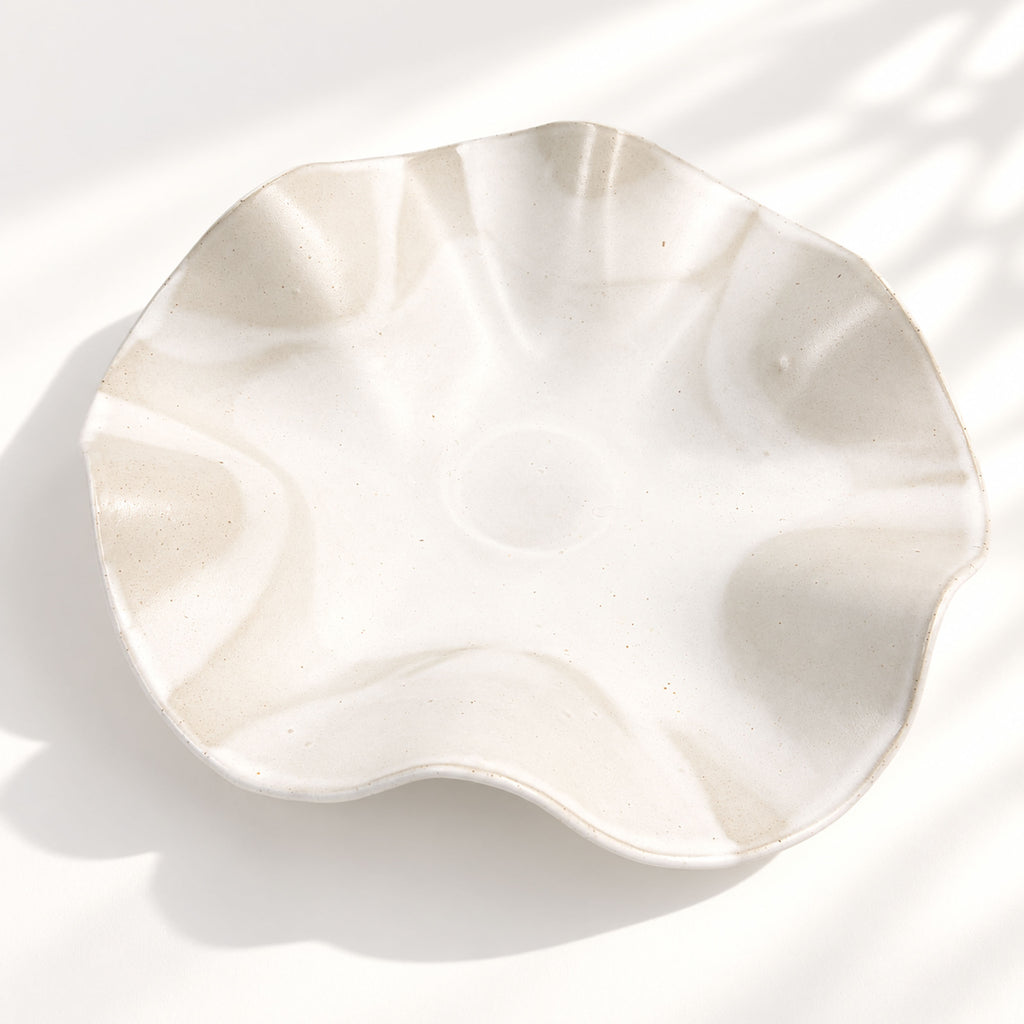Oversized Sculptural Wave Dish - White