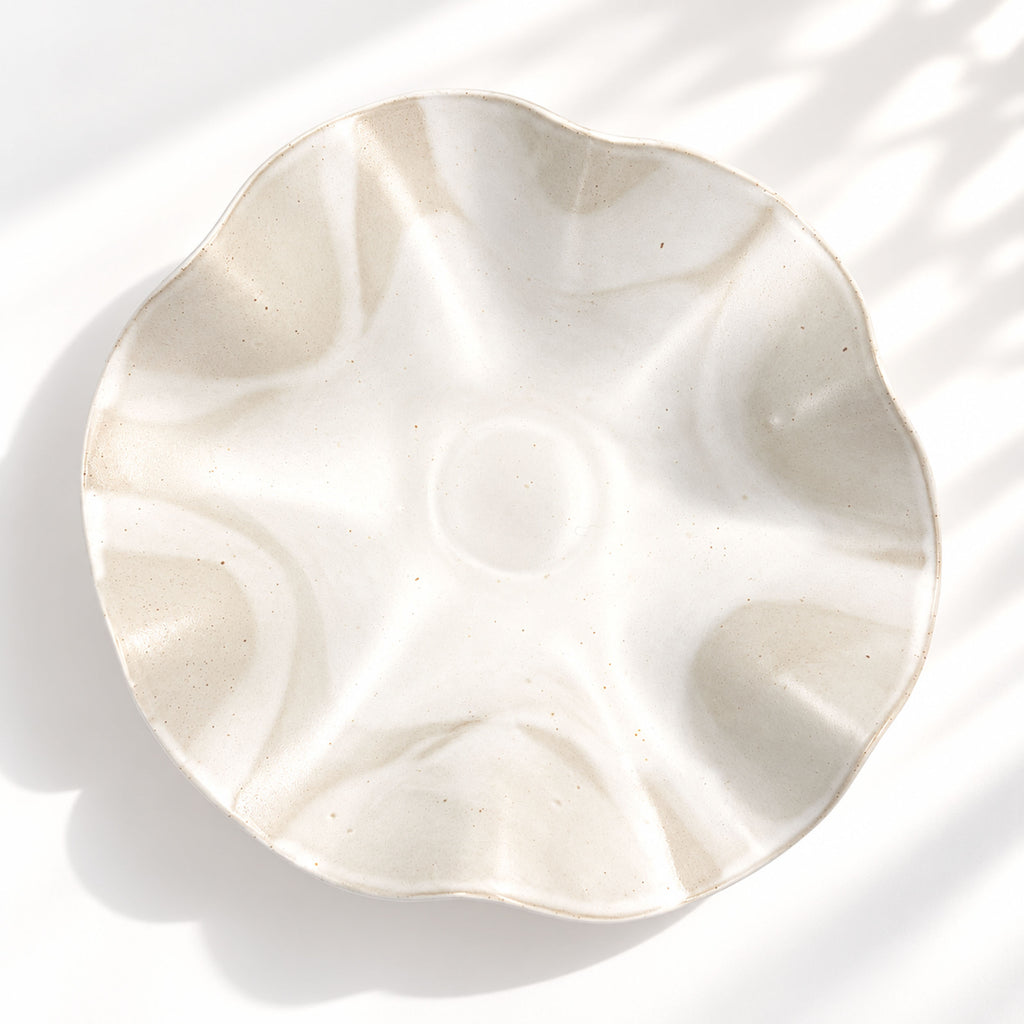 Oversized Sculptural Wave Dish - White