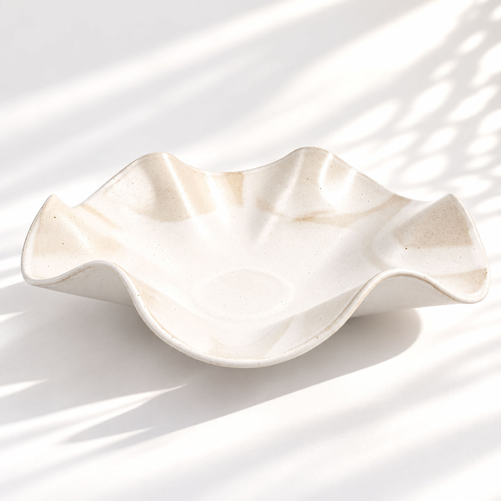 Oversized Sculptural Wave Dish - White