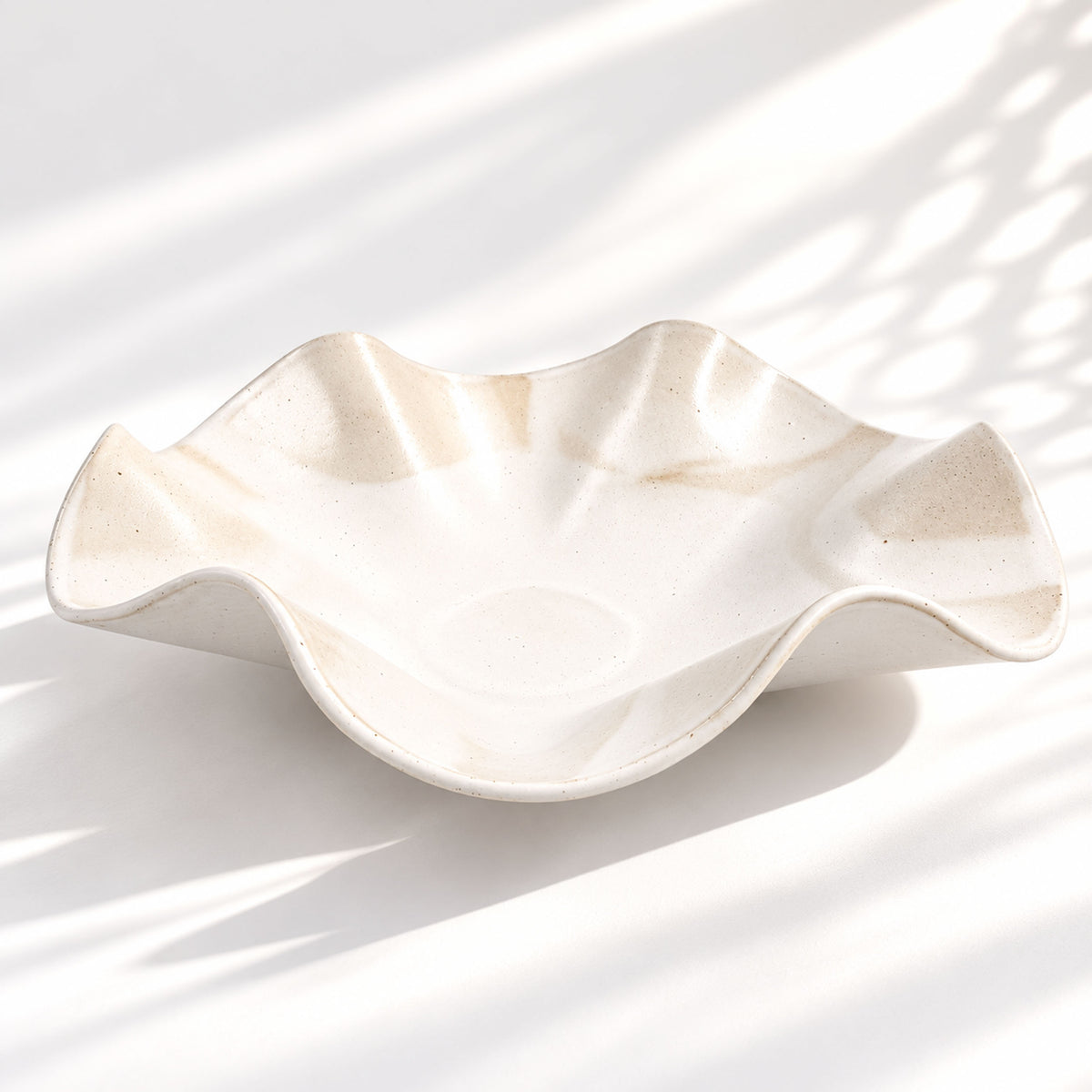 Oversized Sculptural Wave Dish - White