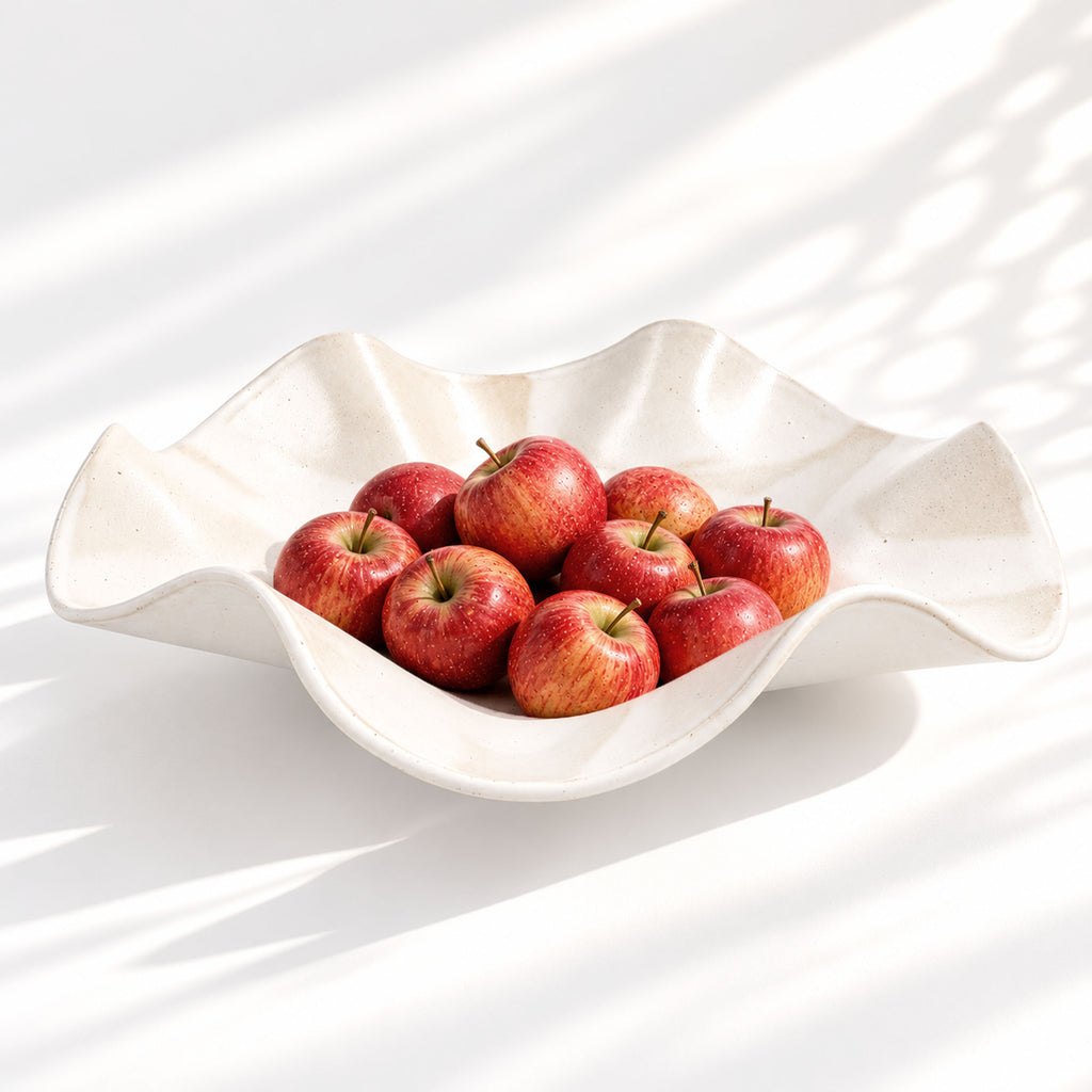 Oversized Sculptural Wave Dish - White