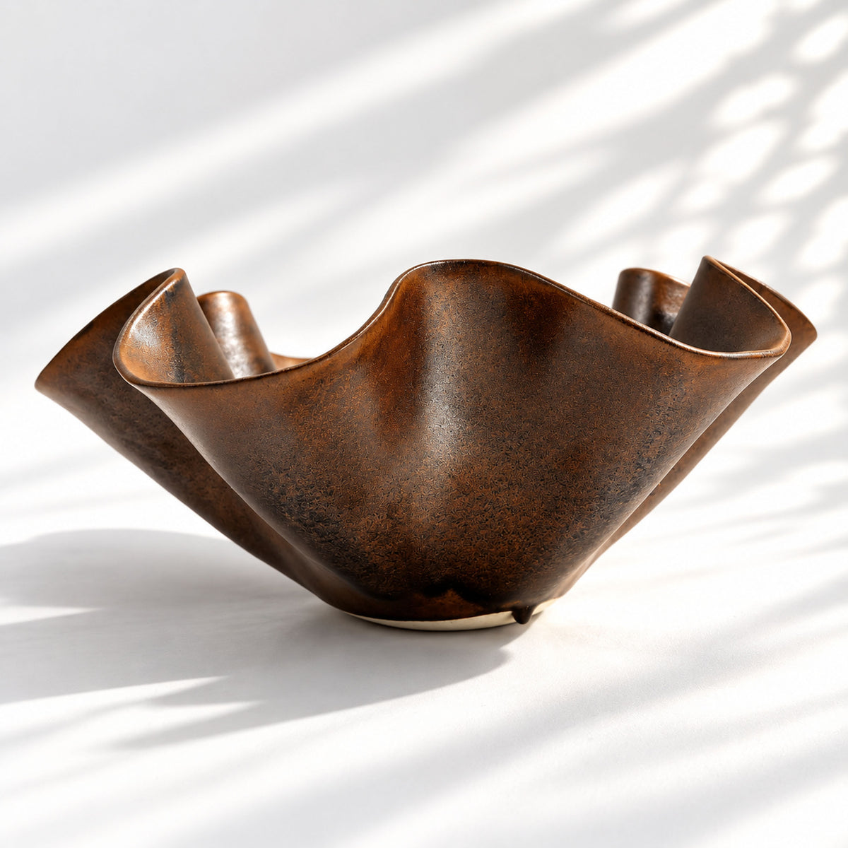 Oversized Sculptural Wave Bowl - Chocolate