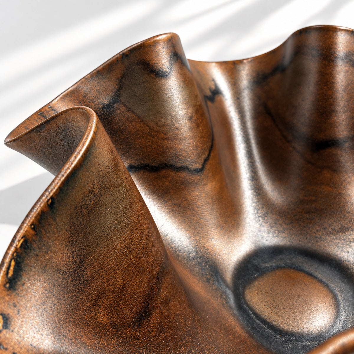 Oversized Sculptural Wave Bowl - Chocolate