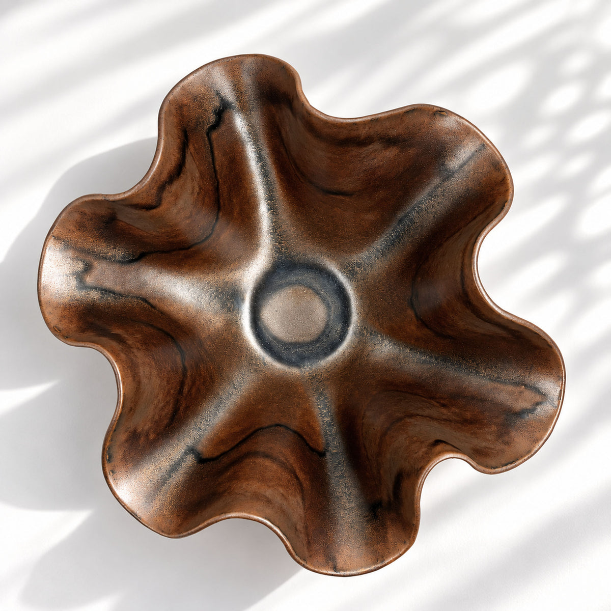 Oversized Sculptural Wave Bowl - Chocolate
