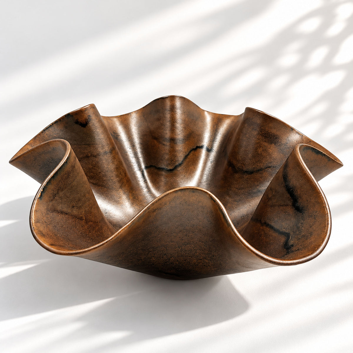 Oversized Sculptural Wave Bowl - Chocolate
