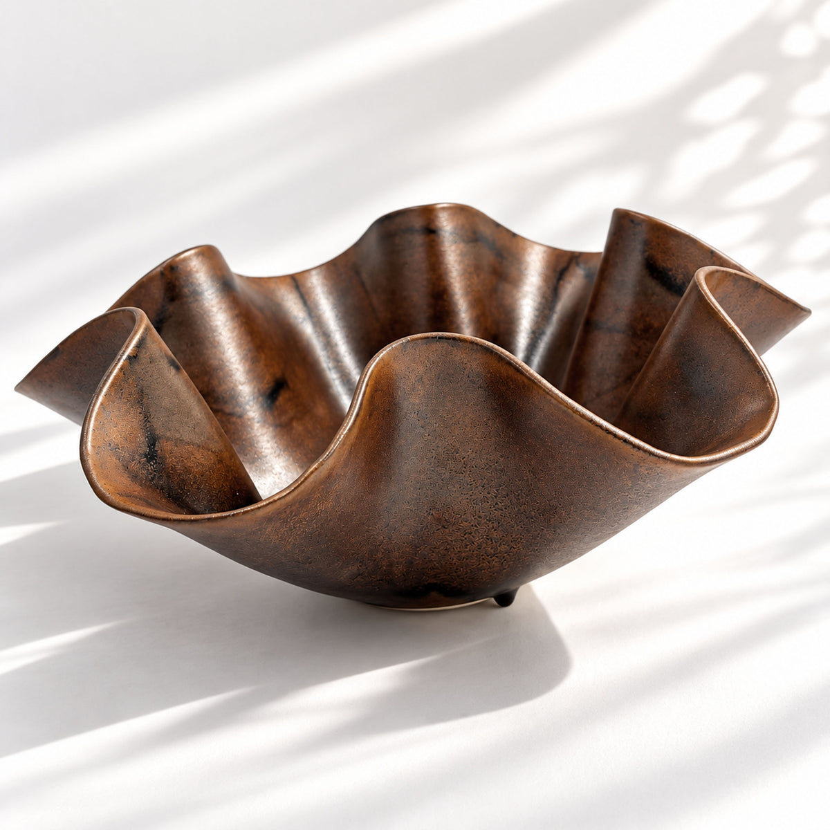 Oversized Sculptural Wave Bowl - Chocolate