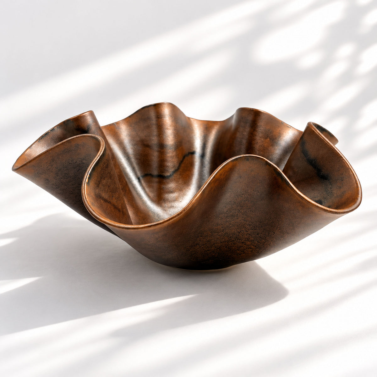 Oversized Sculptural Wave Bowl - Chocolate