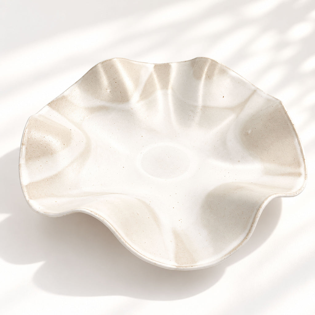 Oversized Sculptural Wave Dish - White