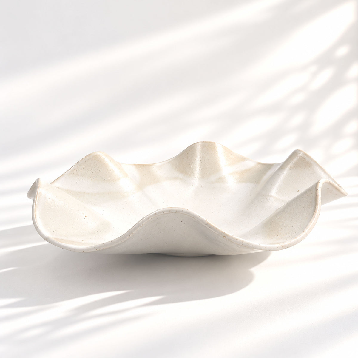 Oversized Sculptural Wave Dish - White
