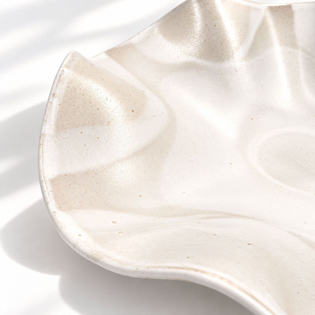 Oversized Sculptural Wave Dish - White