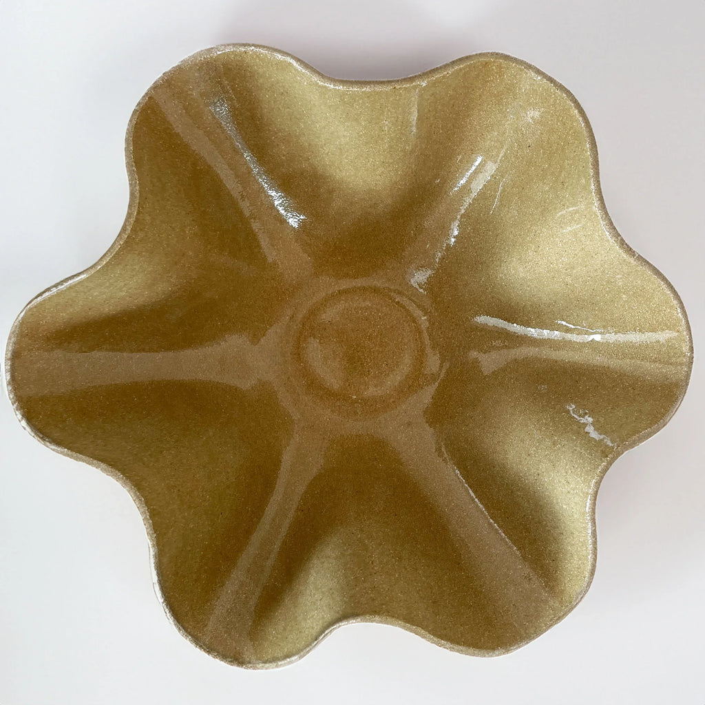 Oversized Wave Bowl - Khaki-Sand Colour