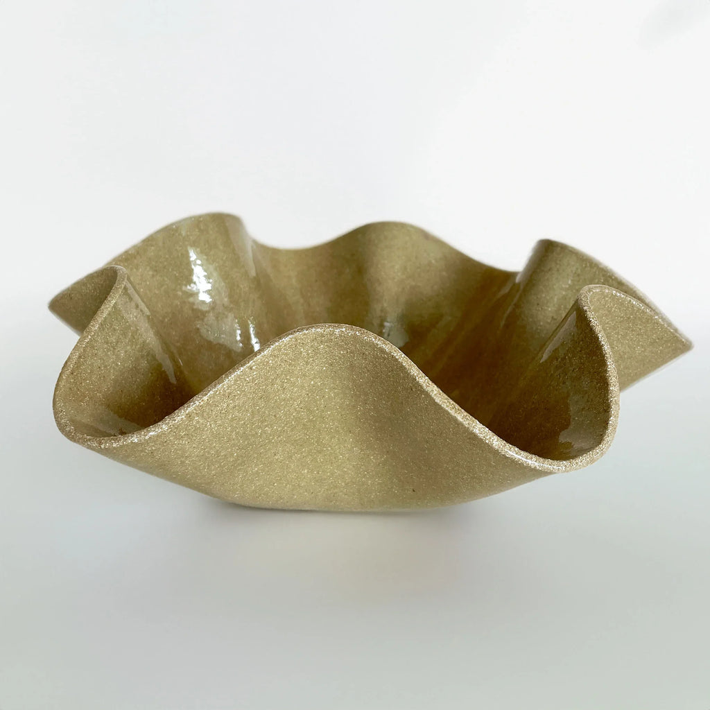 Oversized Wave Bowl - Khaki-Sand Colour