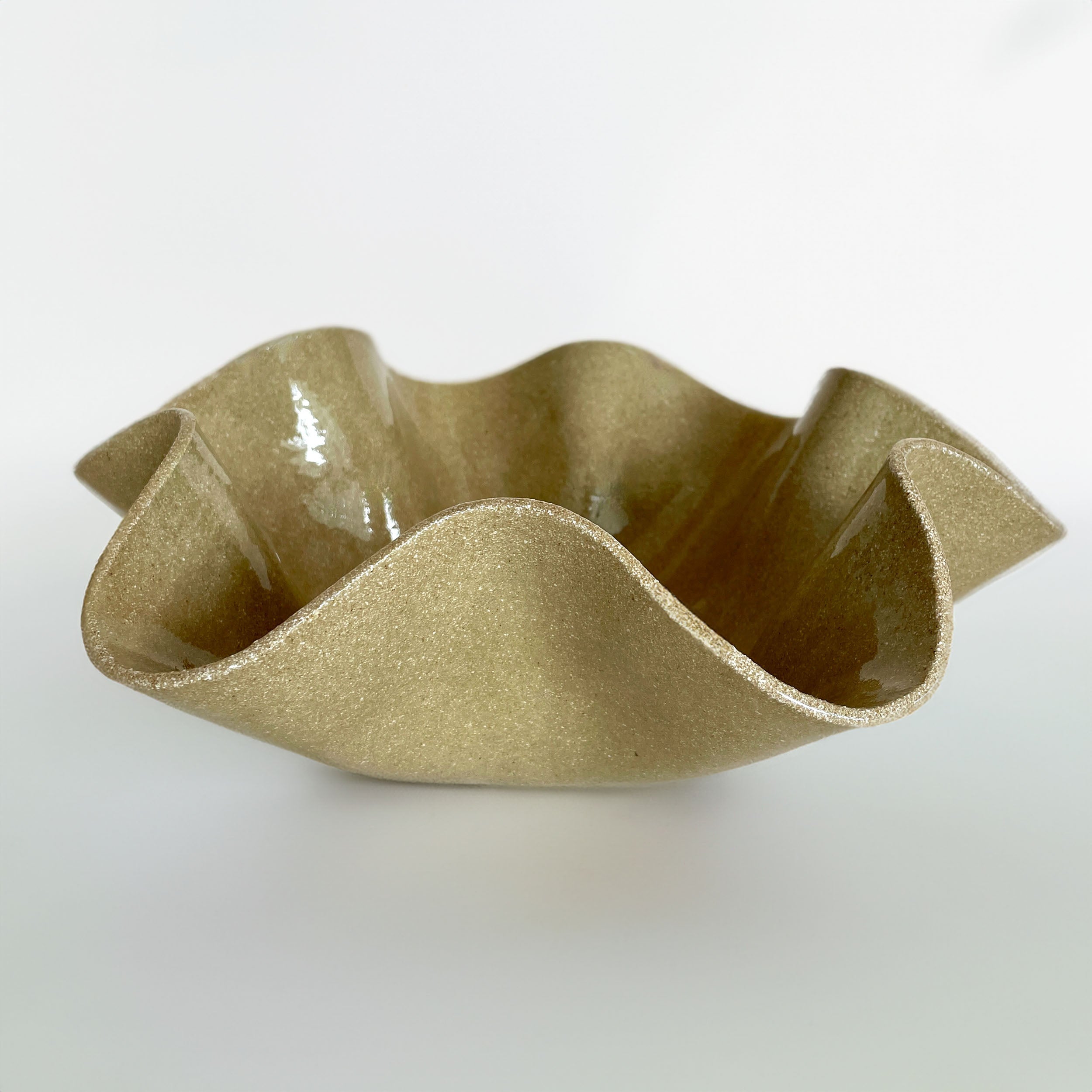 Oversized Wave Bowl - Khaki-Sand Colour