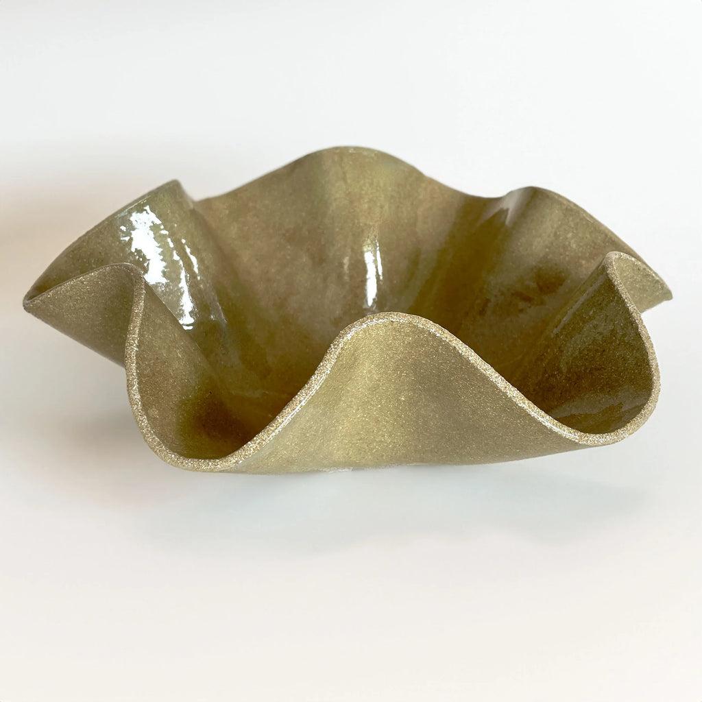 Oversized Wave Bowl - Khaki-Sand Colour