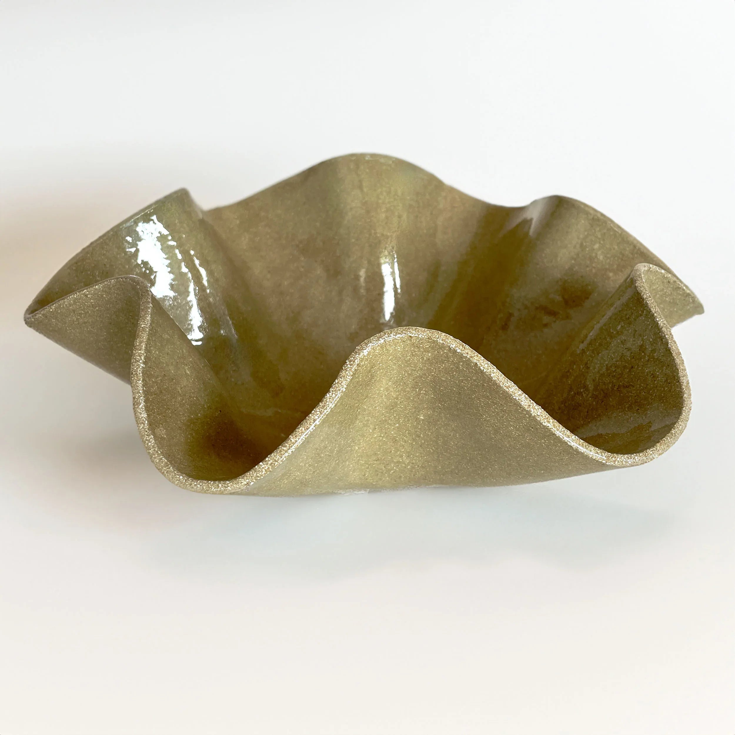 Oversized Wave Bowl - Khaki-Sand Colour