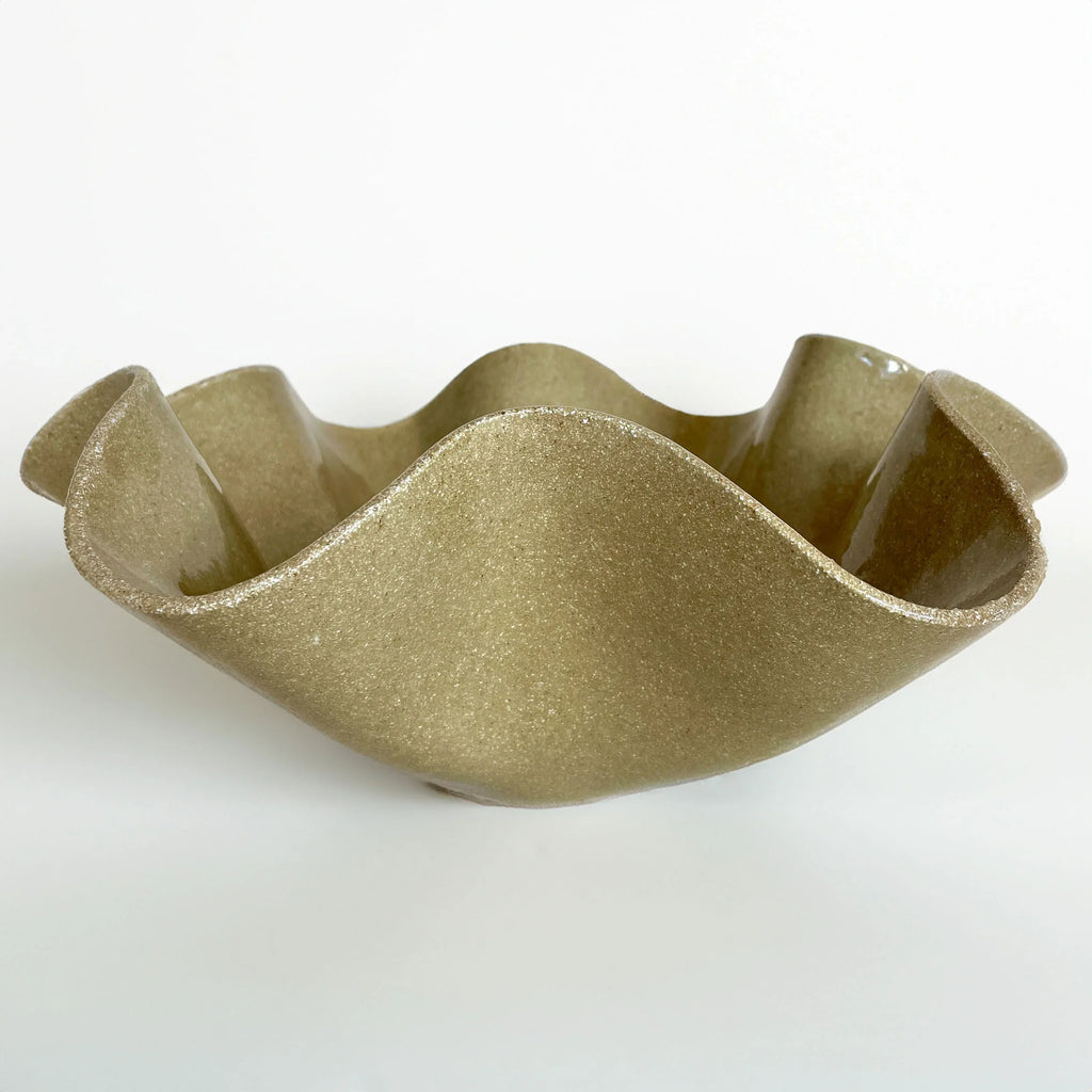 Oversized Wavy Bowl - Khaki-Sand Colour